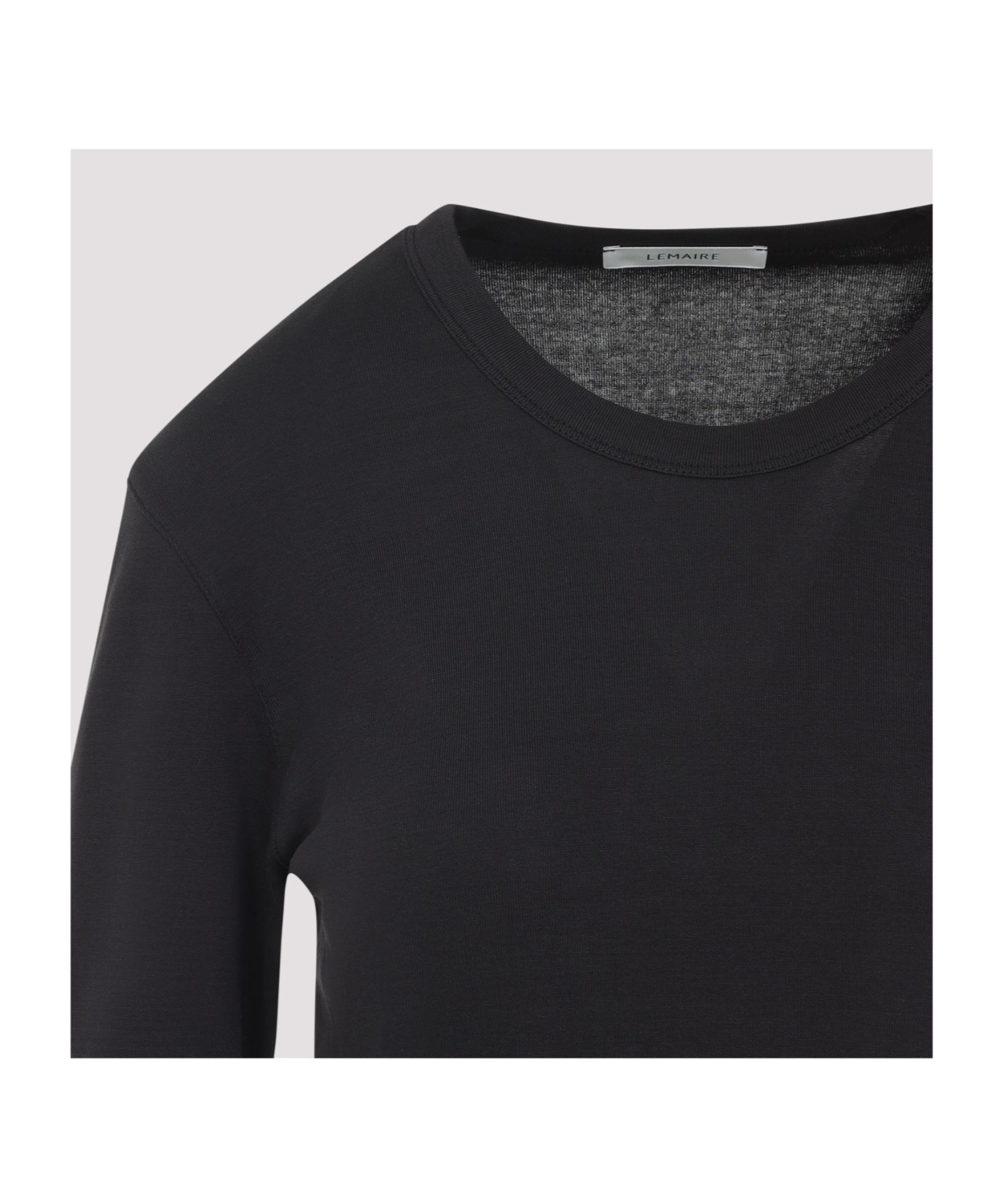 Lemaire Ribbed Crew Neck Long Sleeve Top In Black
