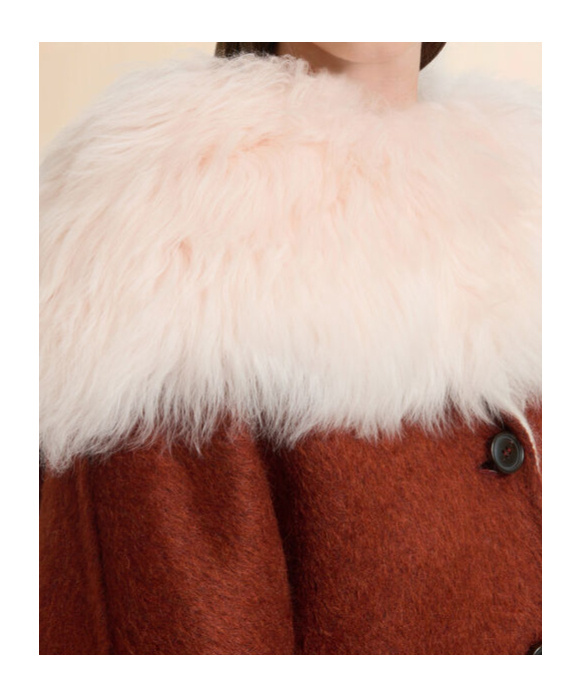 Marni Shearling Self-tie Scarf In Pink