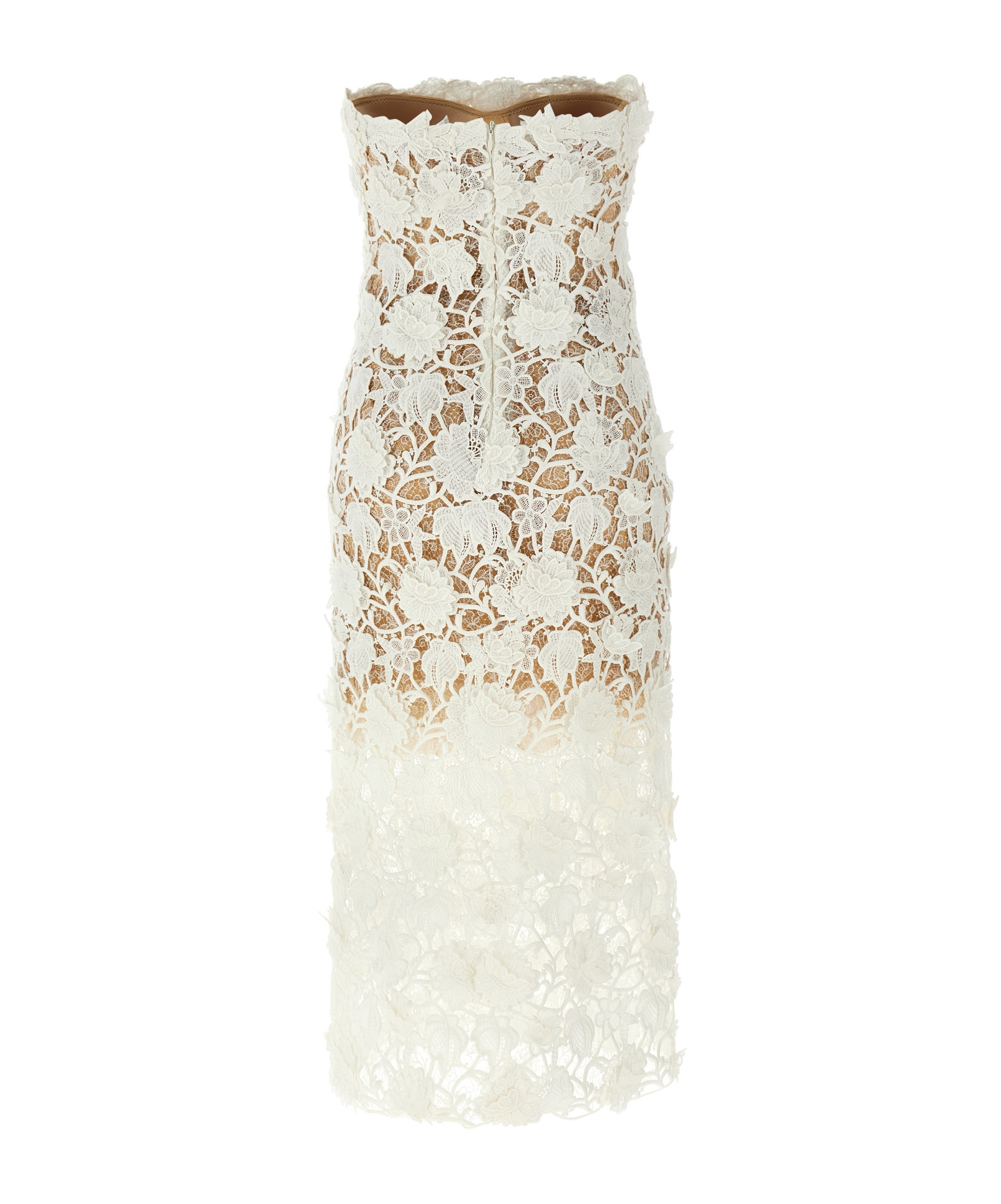 Ermanno Scervino Lace Overlay Strapless Midi Dress In White