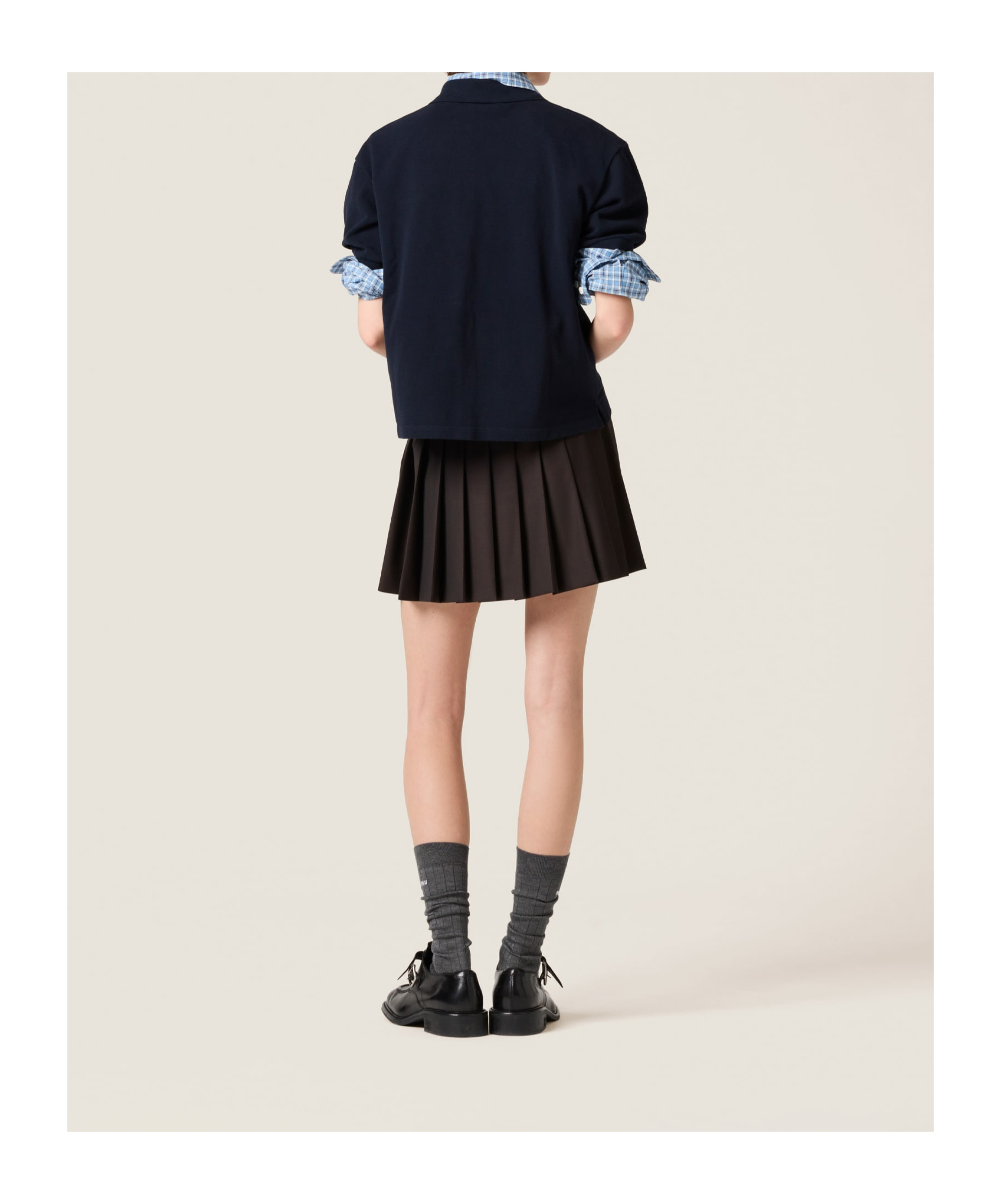 Miu Miu Drawstring Pleated Mini Skirt In Black
