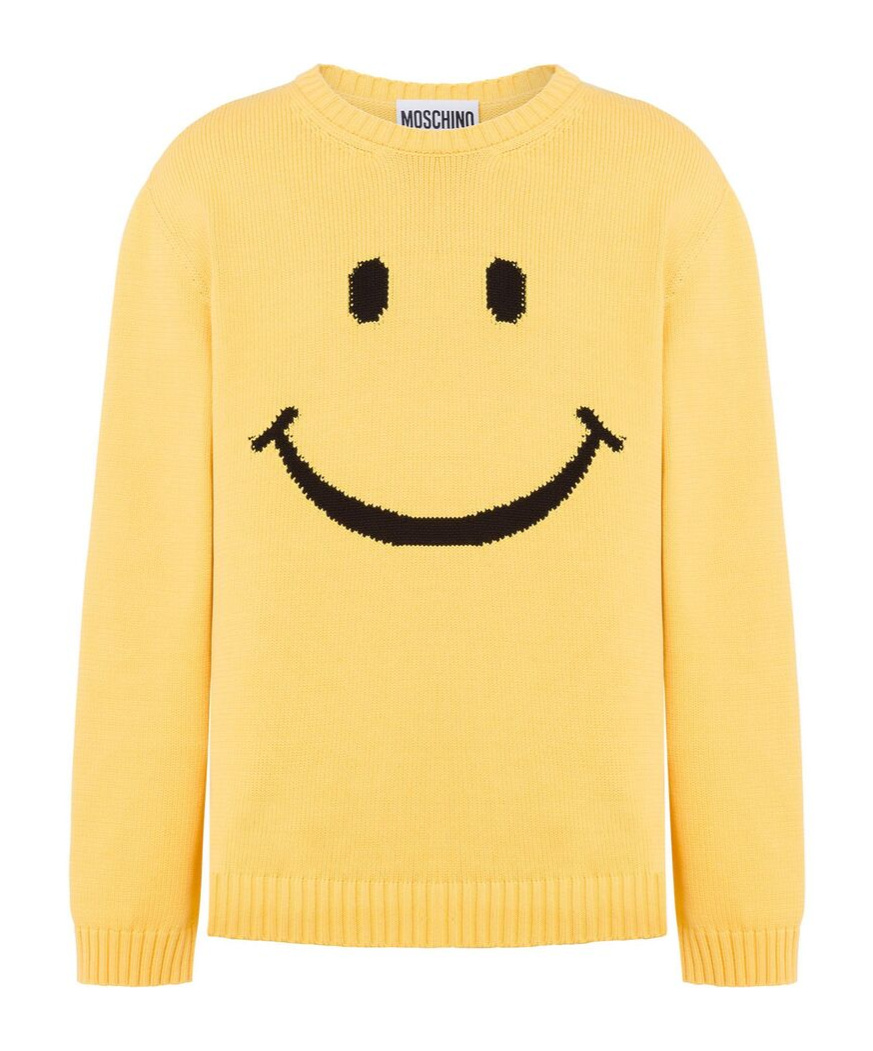 Moschino Men Sweater With Embroidery In Yellow