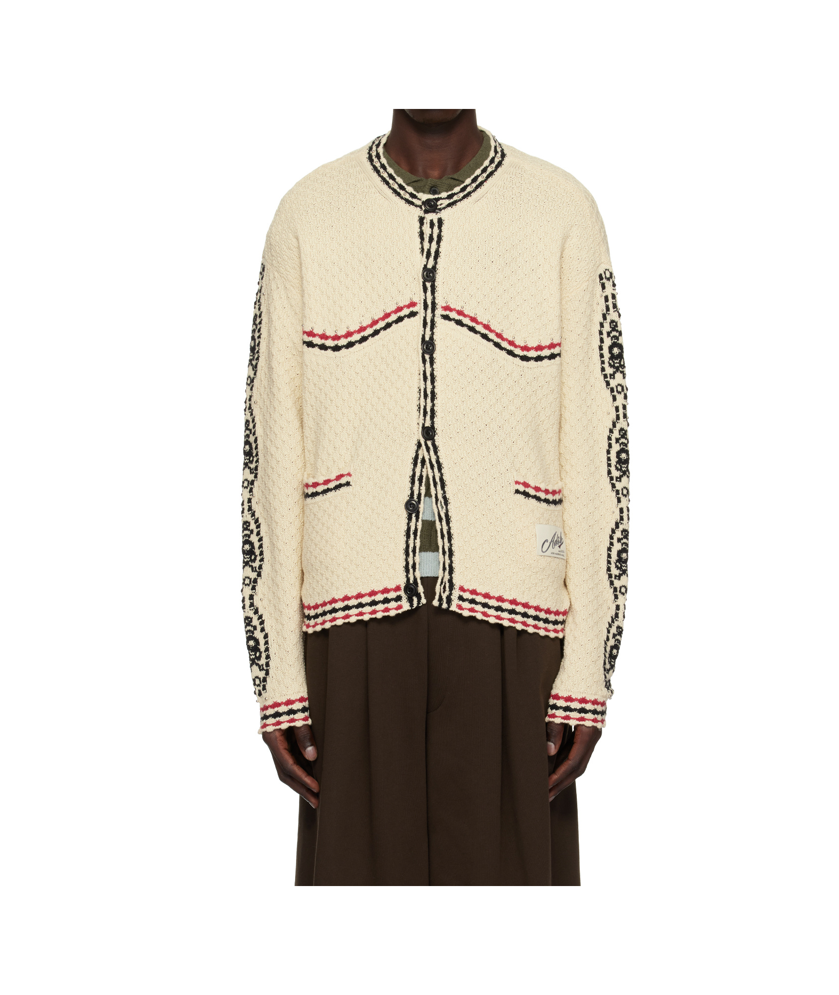 Andersson Bell Off-white Fantasia Round-neck Cardigan In Nude