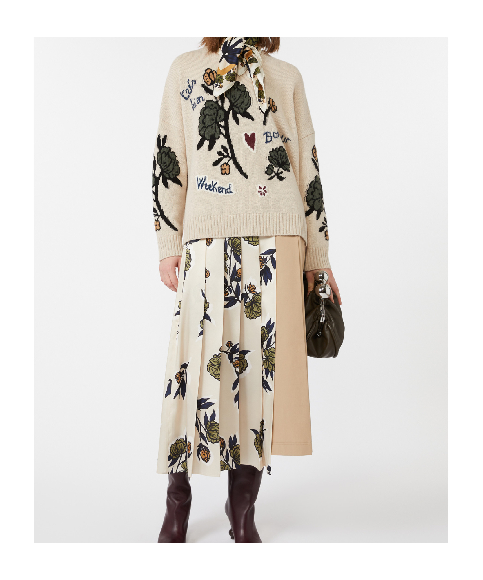 Weekend Max Mara Virgin Wool Intarsia Sweater In Multi