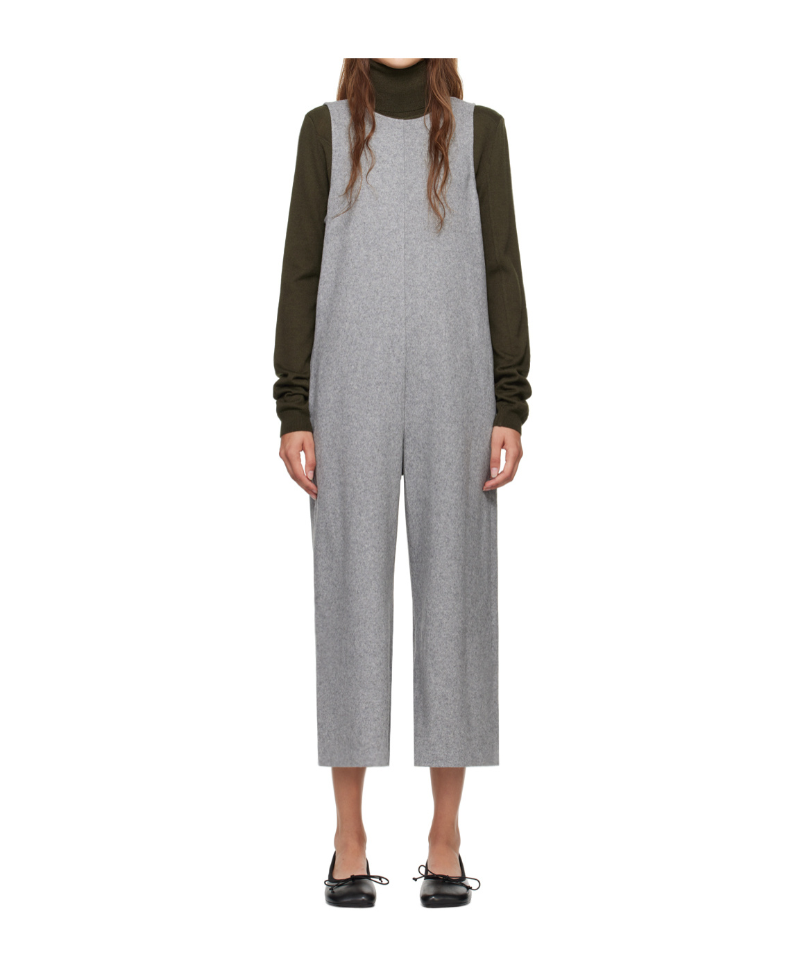 Mm6 Maison Margiela Gray Wool White Stitching Jumpsuit In Gray