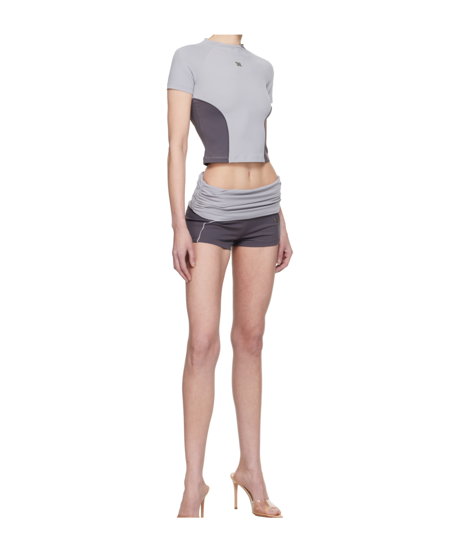 Misbhv Stretch Nylon Jersey Sport T-shirt In Gray