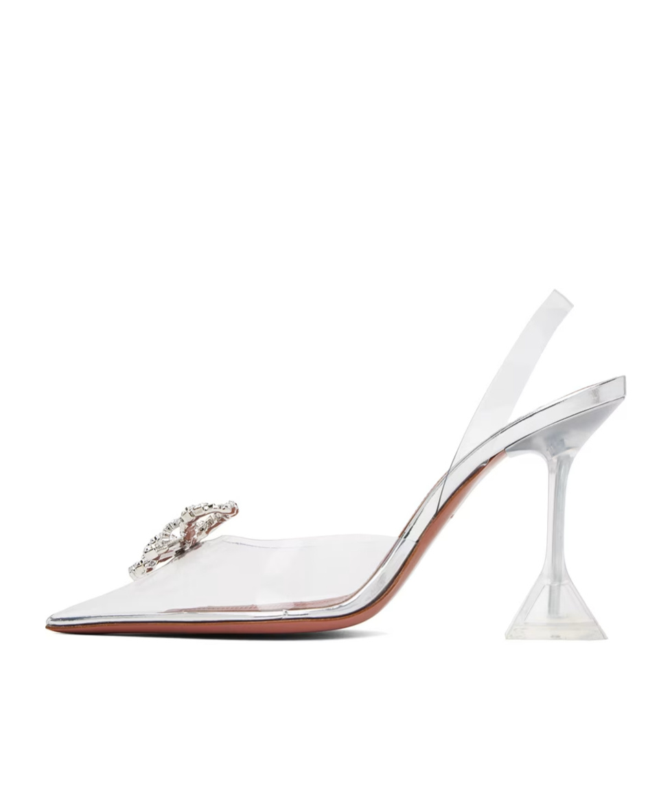 Amina Muaddi Open-heeled Pointed High Heels In Multicolor