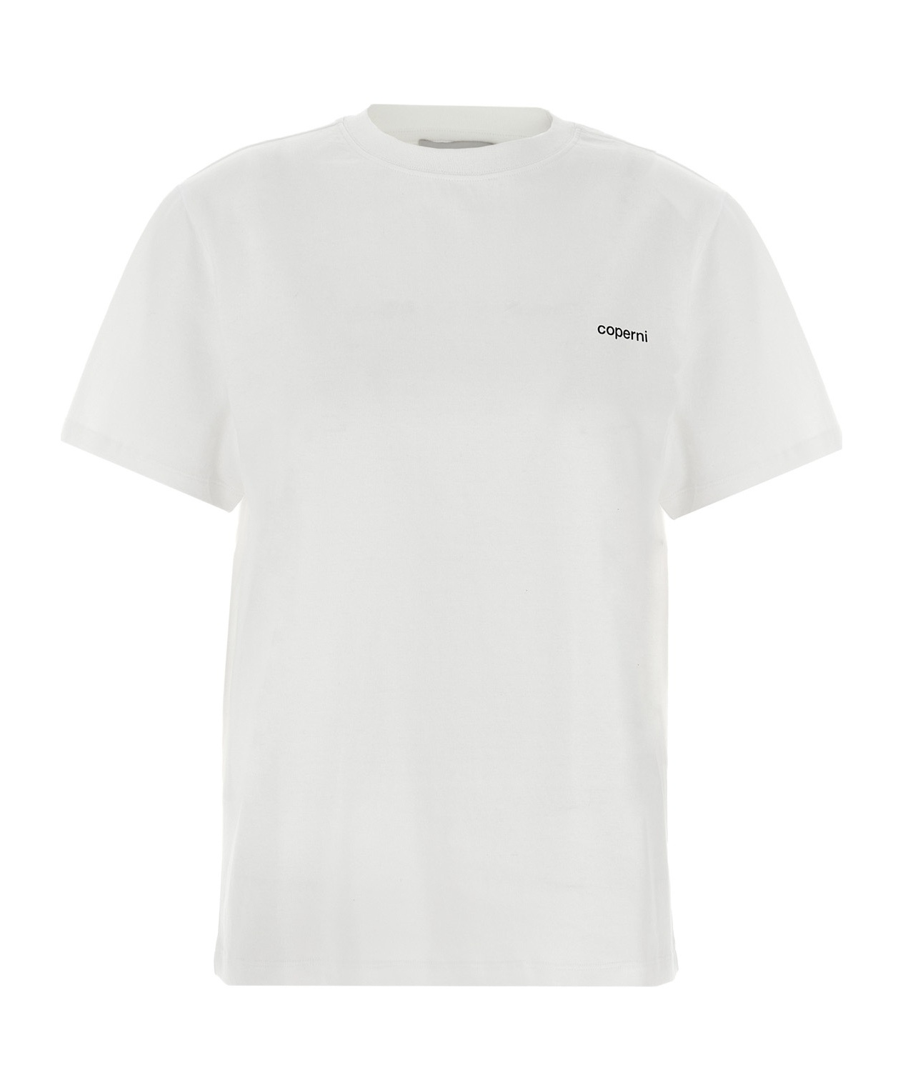 Coperni Crew Neck Ribbed Profiles Short Sleeves Cotton T-shirt In White