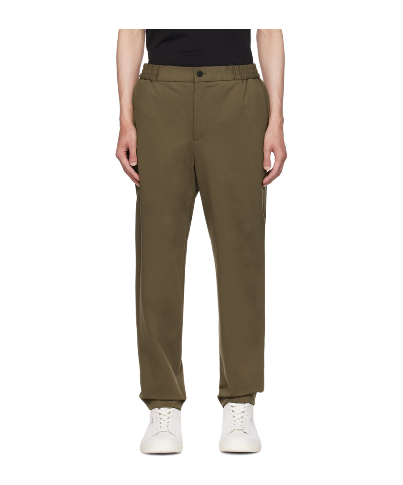 Hugo Boss Stretch Fabric Pleated Casual Pants In Brown