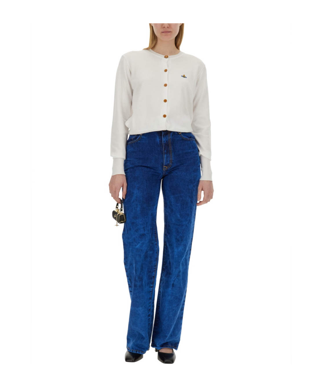 Vivienne Westwood Cardigan Bea In Misto Cotone Sabbia Donna In White