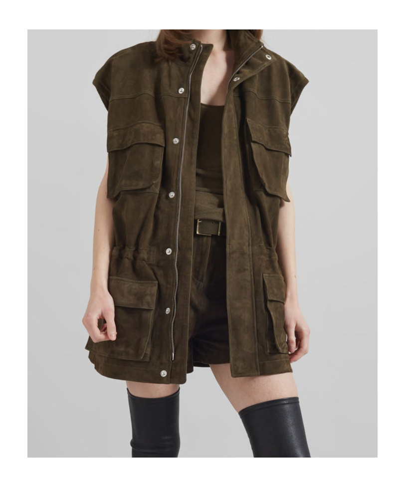 THE FRANKIE SHOP TURIN SUEDE CARGO JACKET 