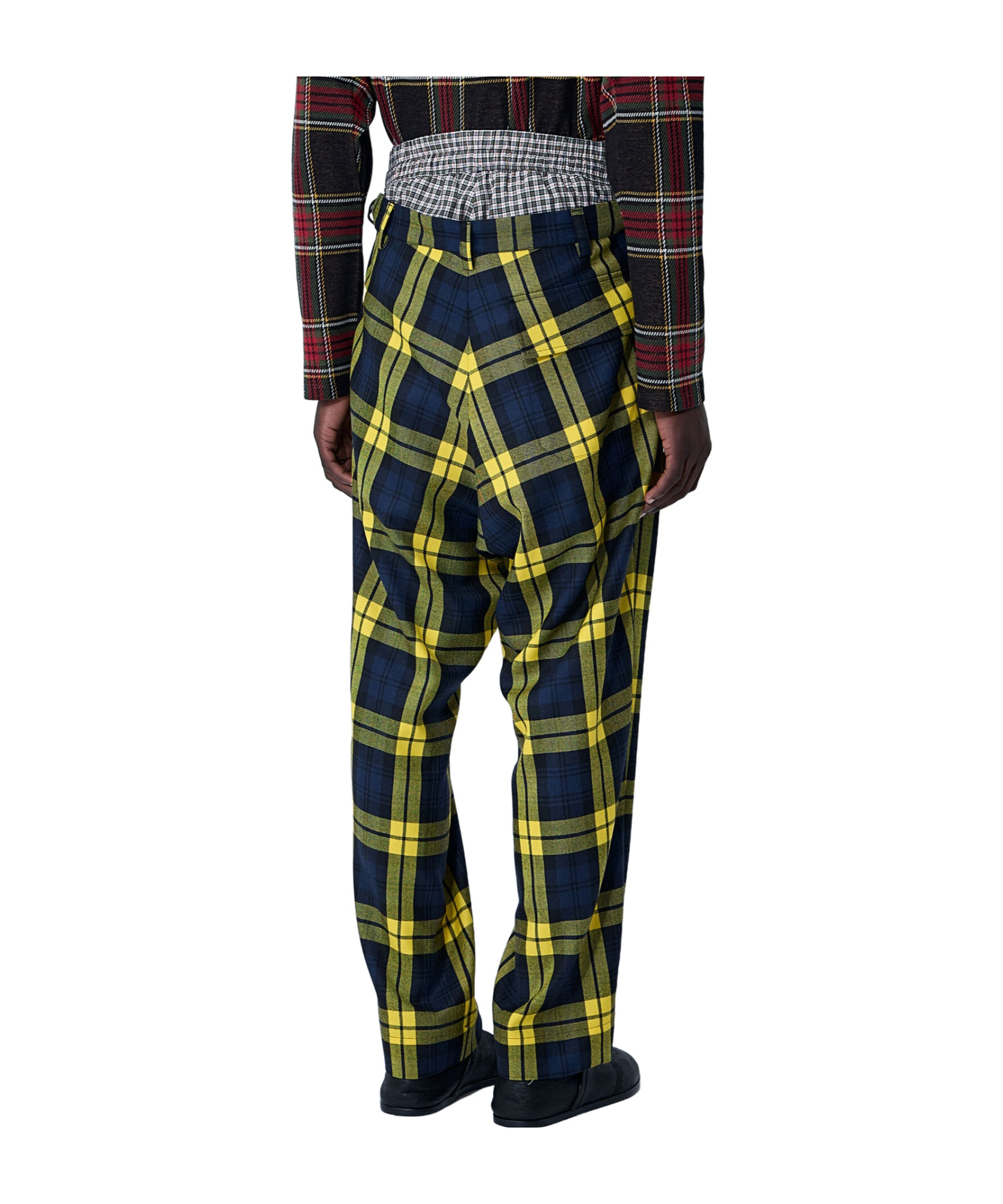 Vivienne Westwood Checkered Trousers Drawstring Button Detail In Yellow