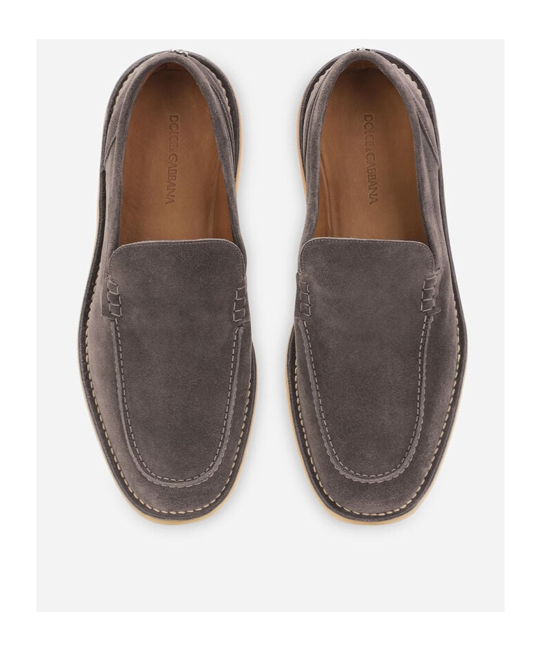 Dolce & Gabbana Logo Suede Loafers In Black