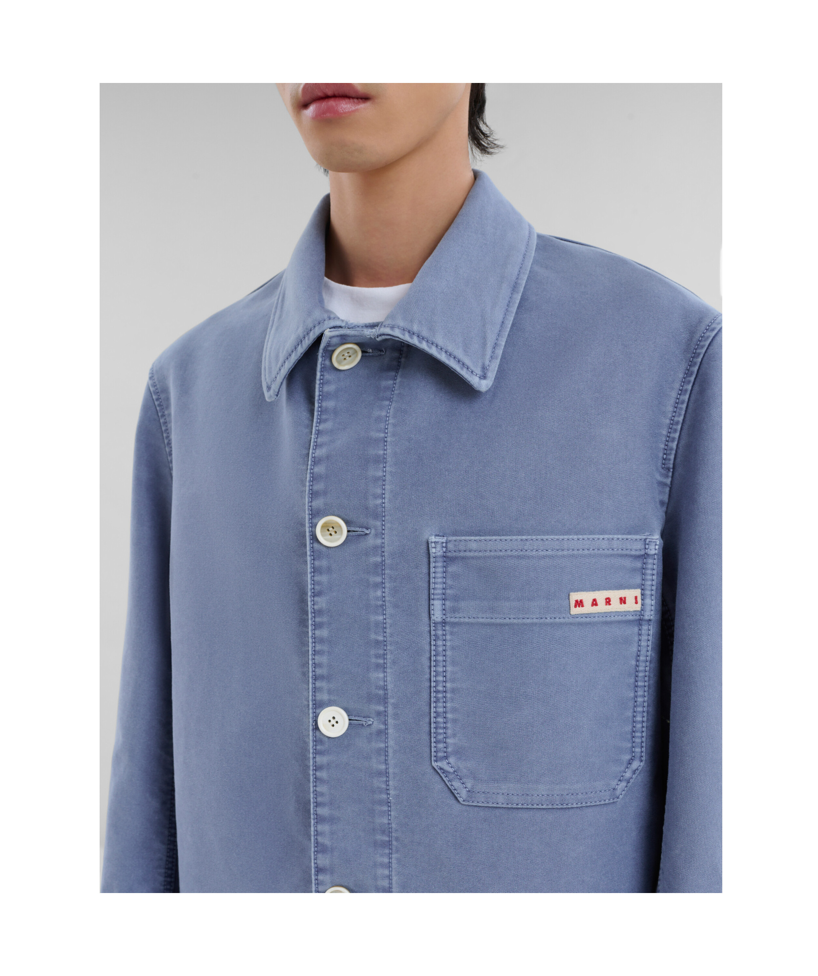 Marni Cotton Twill Shirt Jacket In Blue