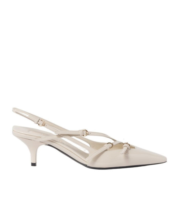 Miu Miu Patent Leather Slingback Pumps With Buckles In Nude