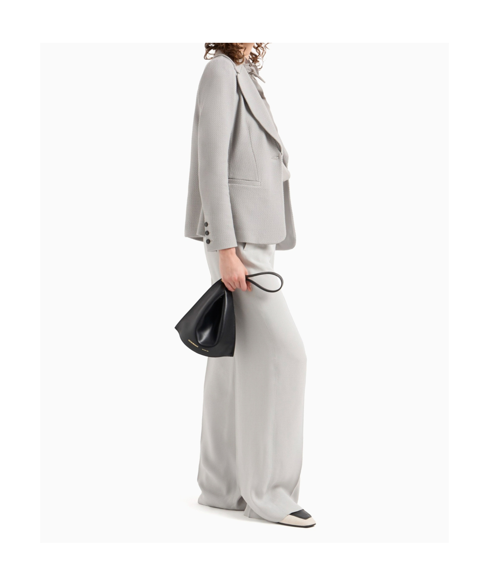 Emporio Armani Icon Single-breasted Jacket In An Embossed Jacquard Knit Jersey In White