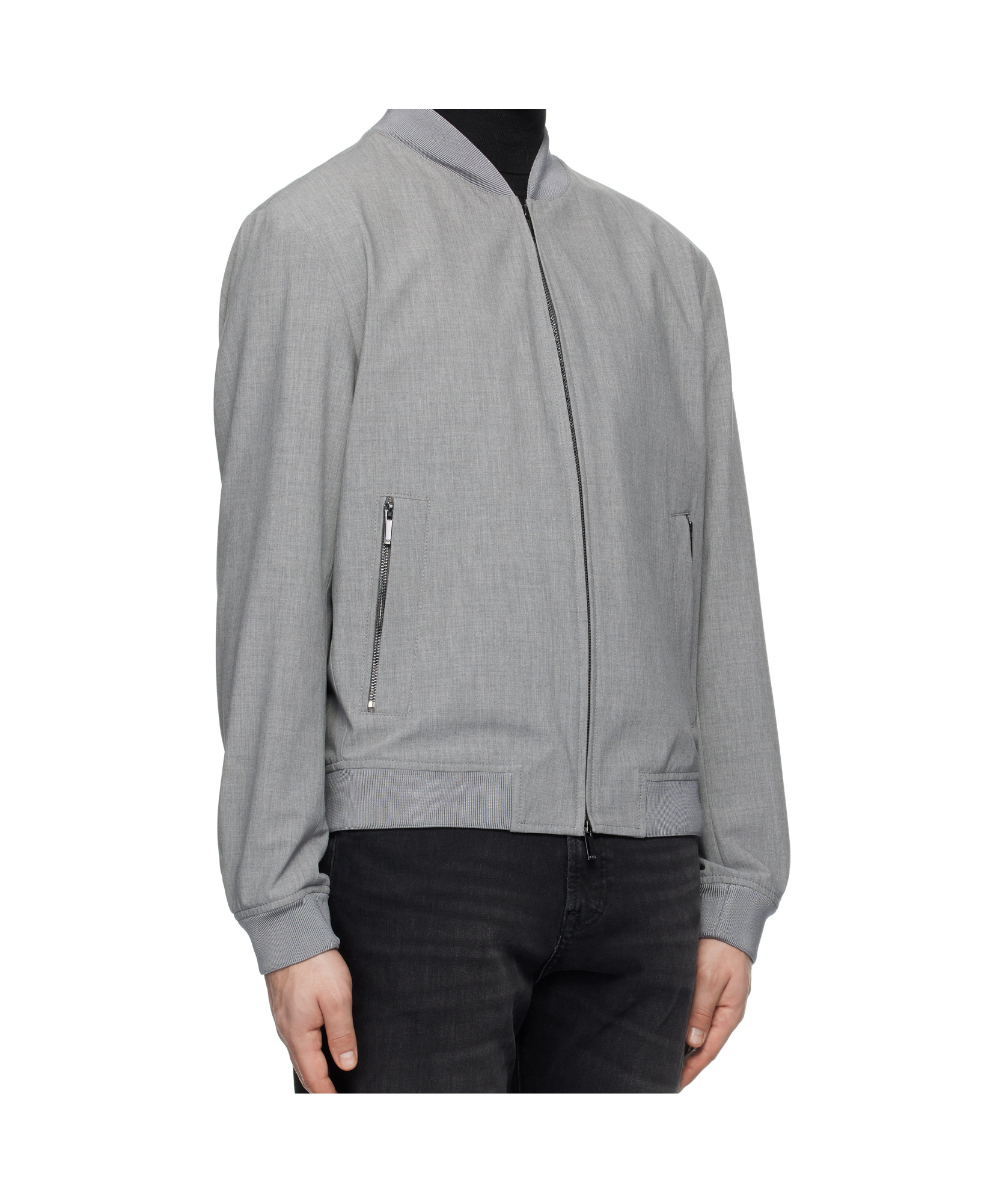 Hugo Boss Gray Slim-fit Bomber Jacket In Gray