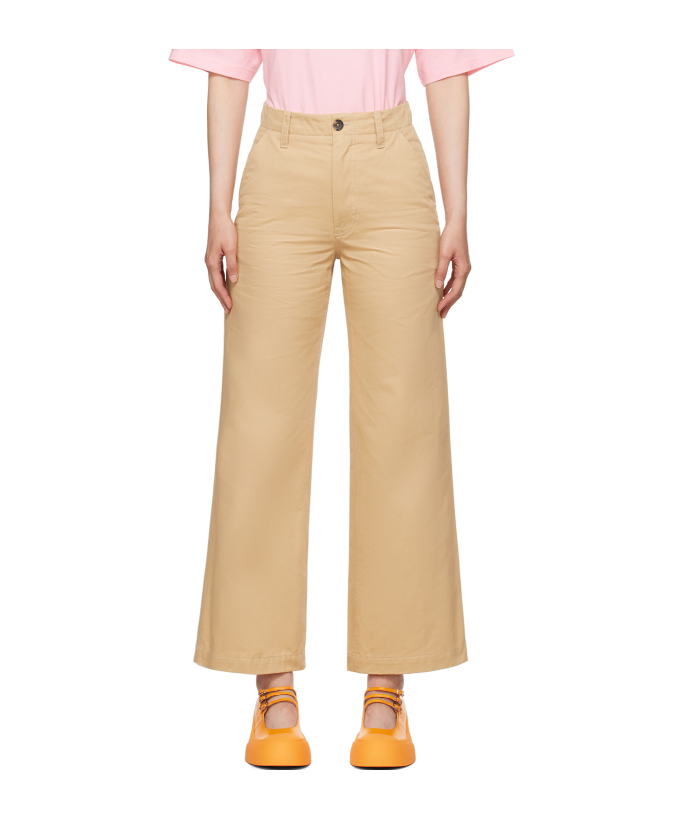 Marni Tan Four-pocket Trousers In Nude