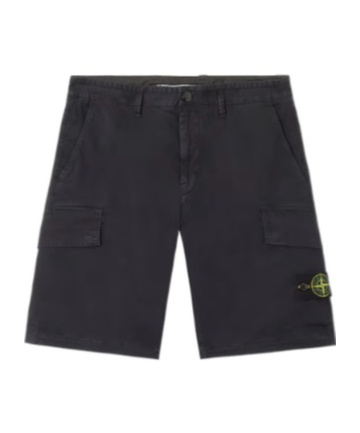 Stone Island Blue Shorts With Elastic Drawstring Waist And Logo Patch On The Front In Cotton Man In Blue