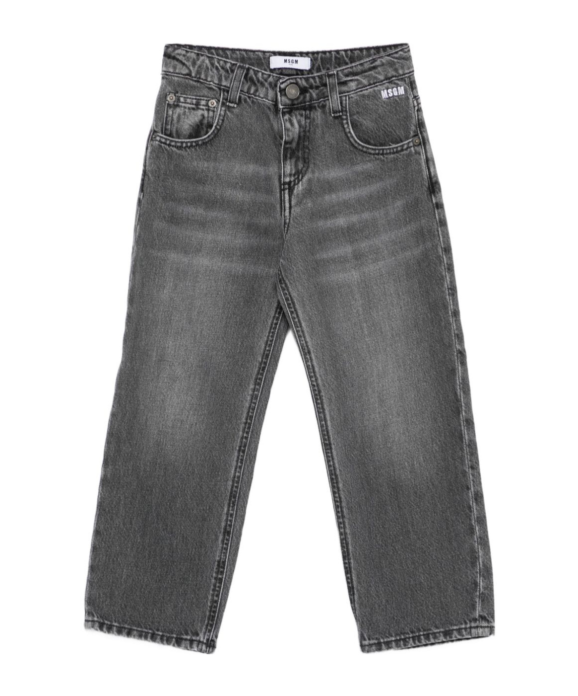 Msgm Kids' Logo-embroidered Jeans In Gray