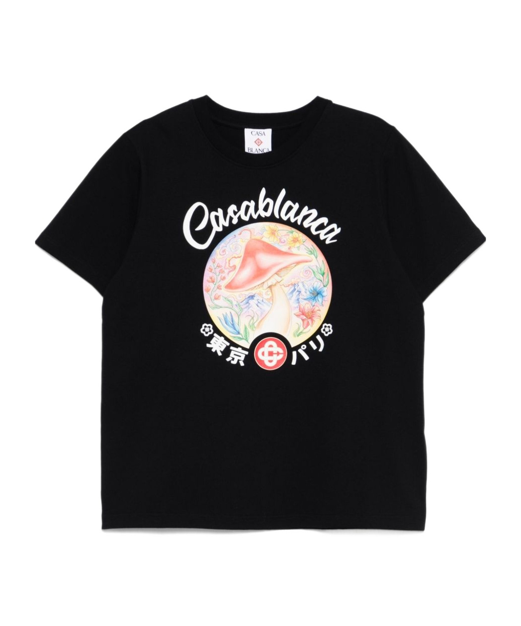 Casablanca Black Crewneck T-shirt With Logo On The Front In Black