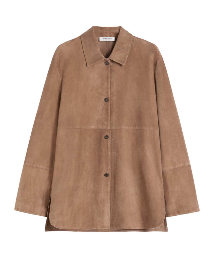 Max Mara Long Sleeve Leather Jacket In Brown