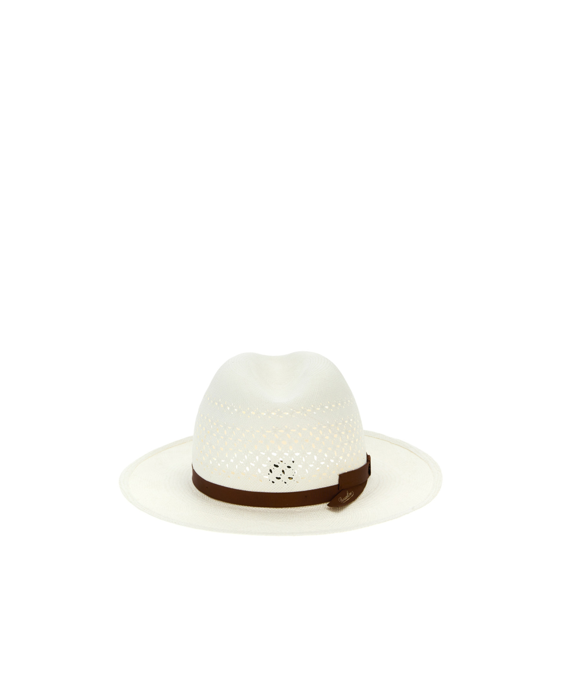 Borsalino 'medea' Perforated Ribbon Band Wide Brim Hat In White