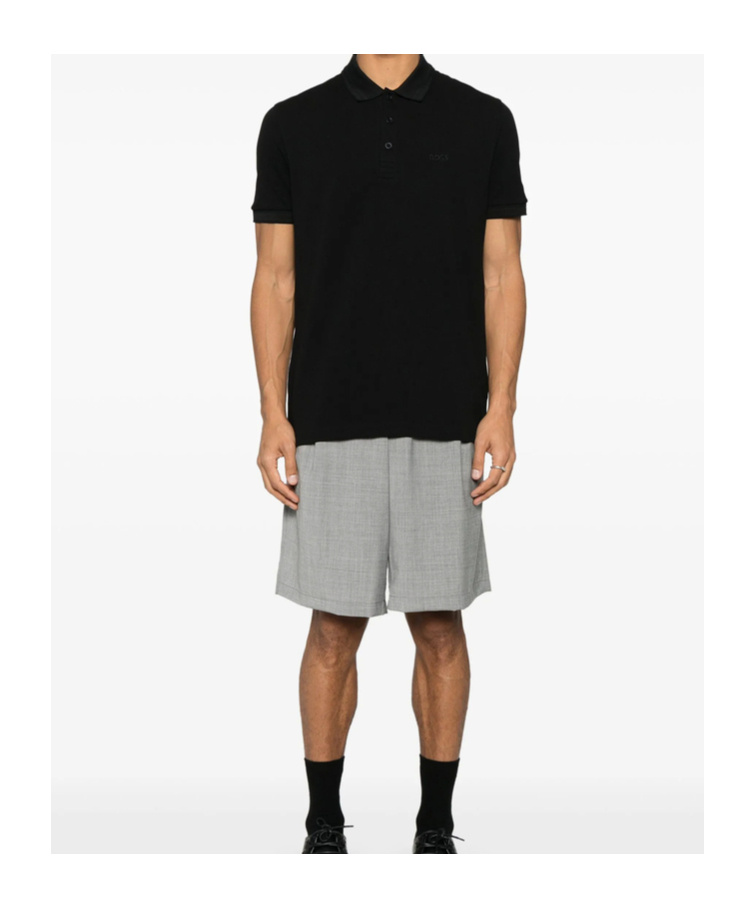 Shop Hugo Boss Logo-embroidered Polo Shirt In Black