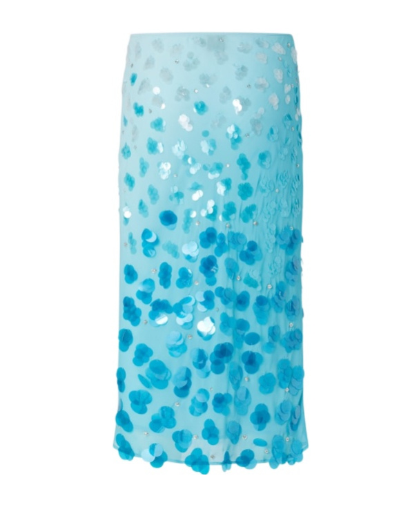 Pinko Sequinned Midi Skirt In Blue