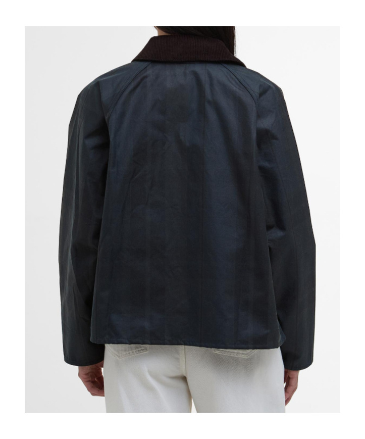 Barbour Dundee Tartan Spey Waxed Jacket In Black