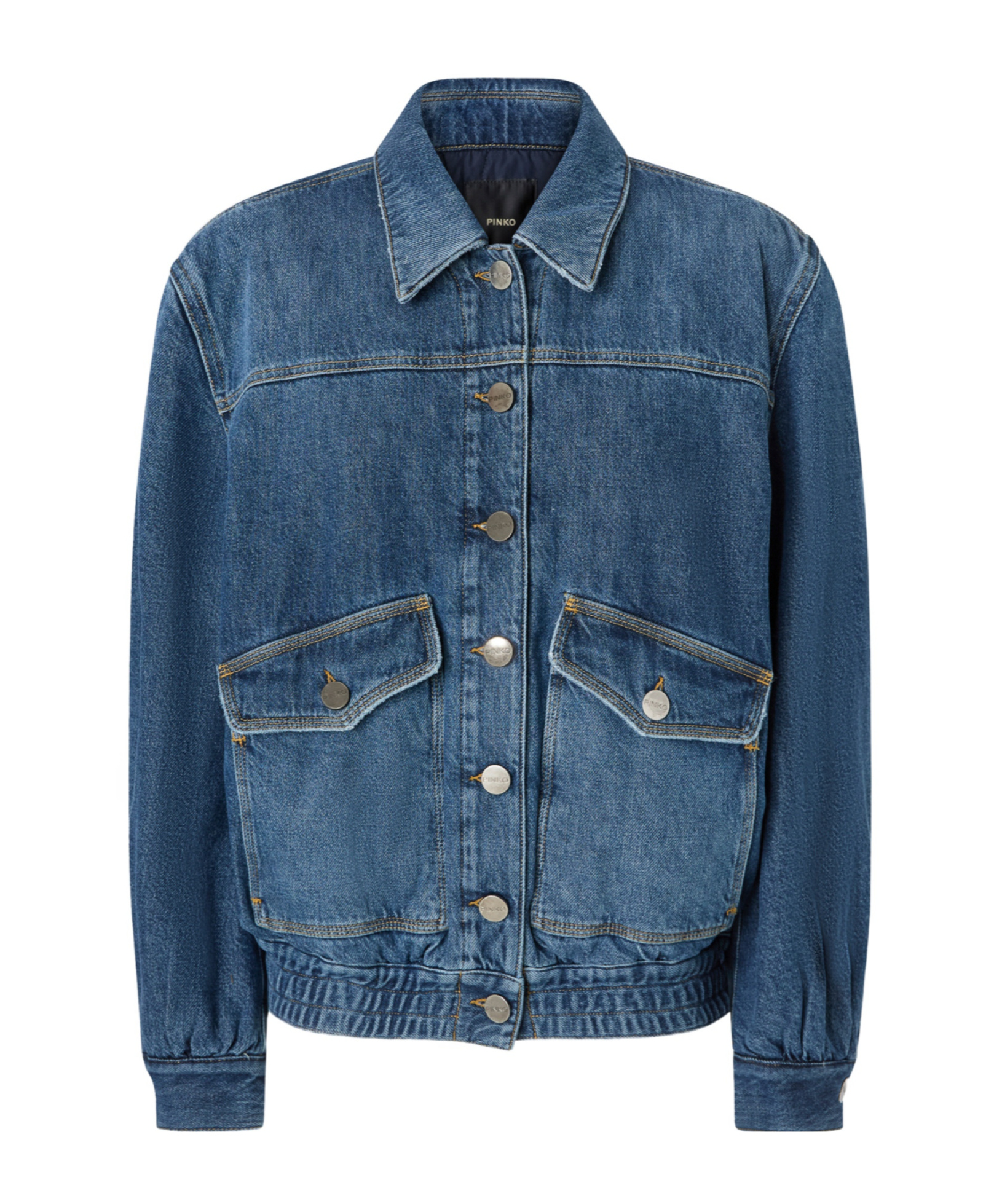 Pinko Pocket-embellished Denim Jacket In Blue
