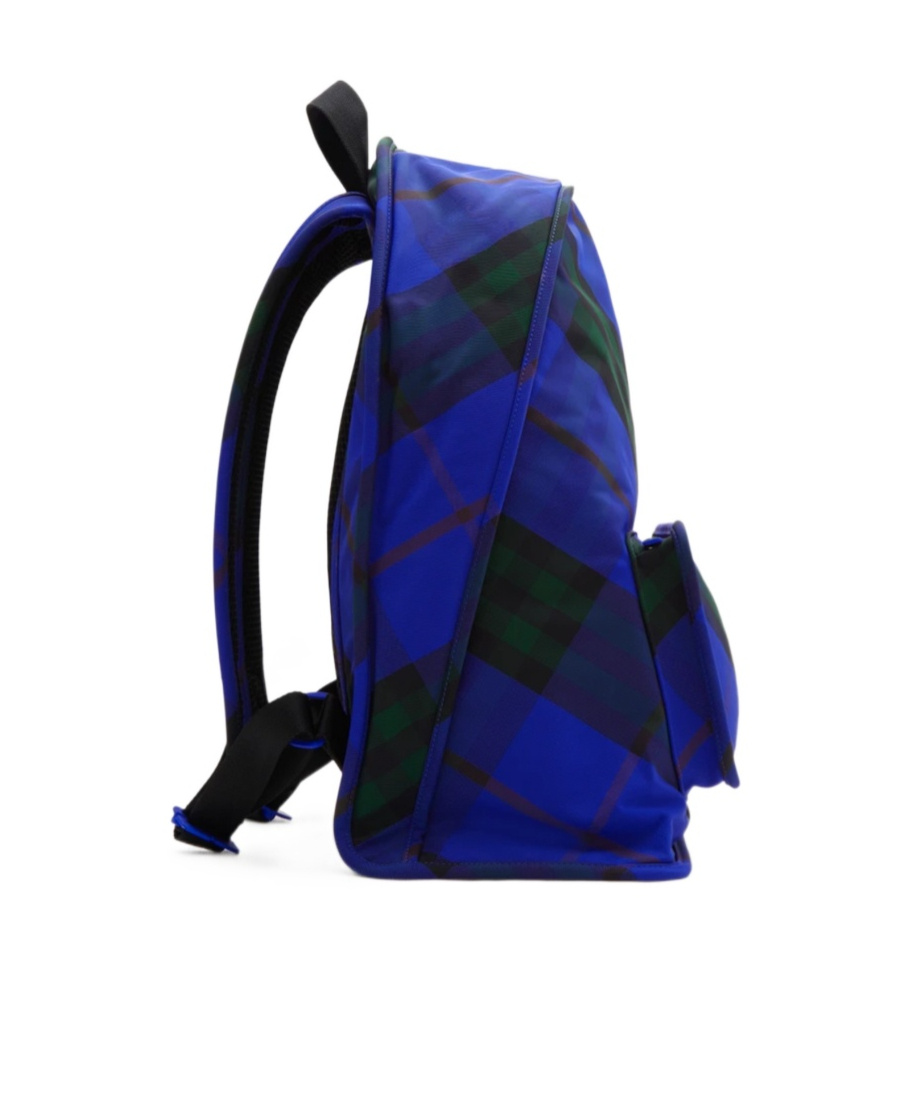 Burberry Shield Checkered Backpack In Blue