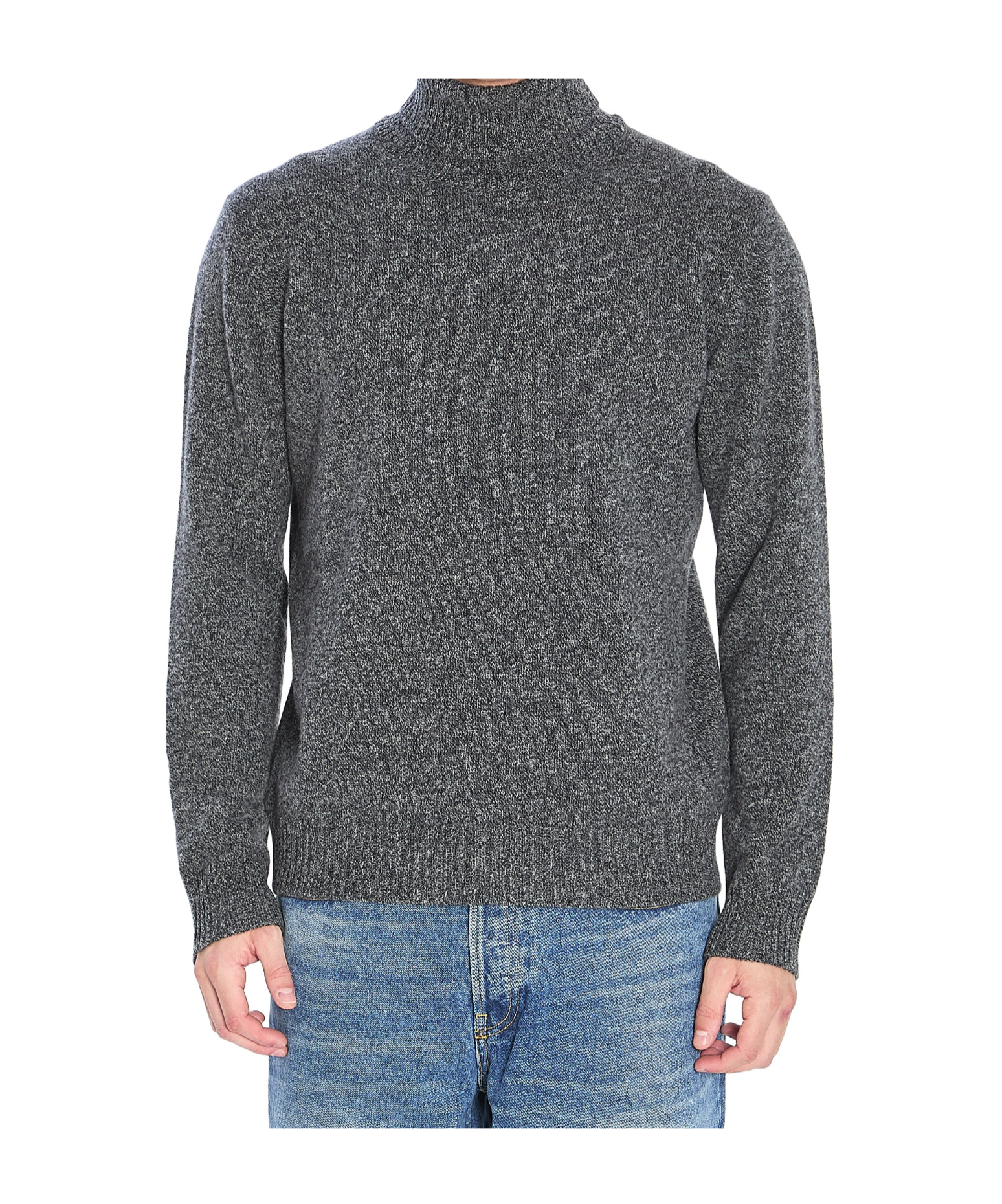 Roberto Collina Ribbed High Collar Turtleneck Sweater In Gray