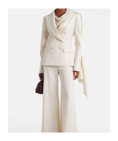 Nina Ricci Scarf-detail Virgin Wool Gabardine Blazer In White