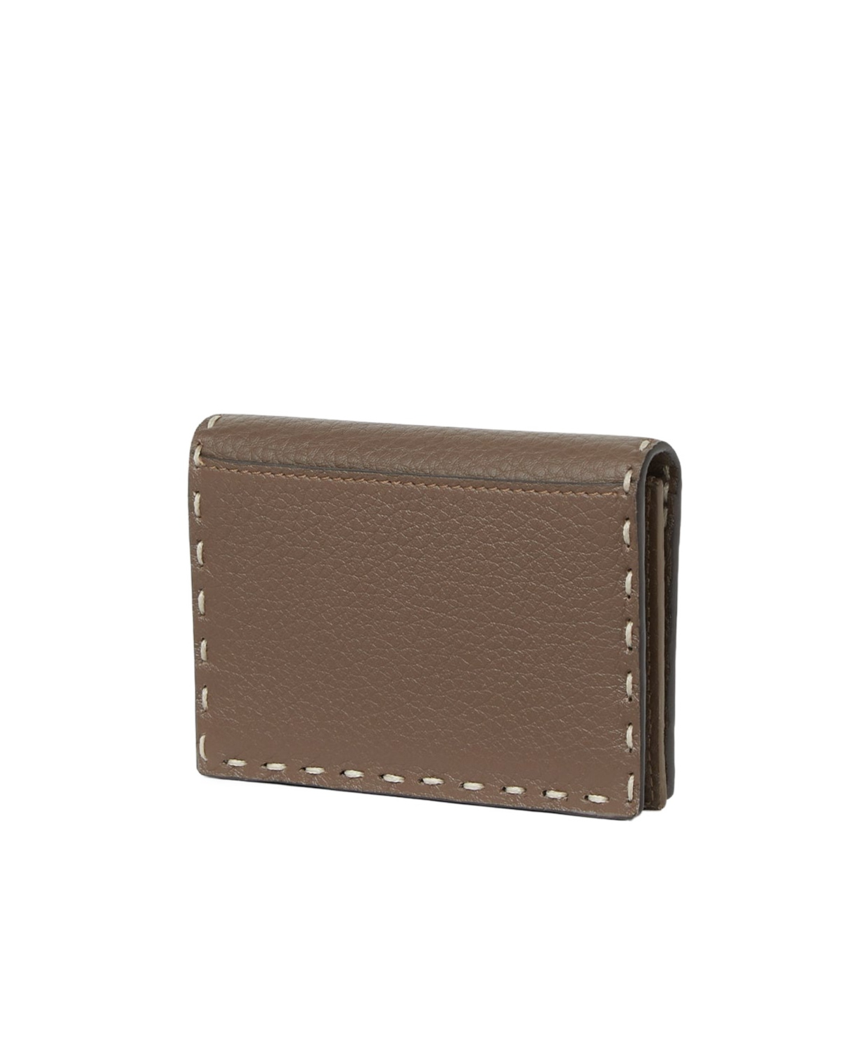 Fendi Brown Selleria Card Holder With 102 Hand-sewn Topstitches In Brown