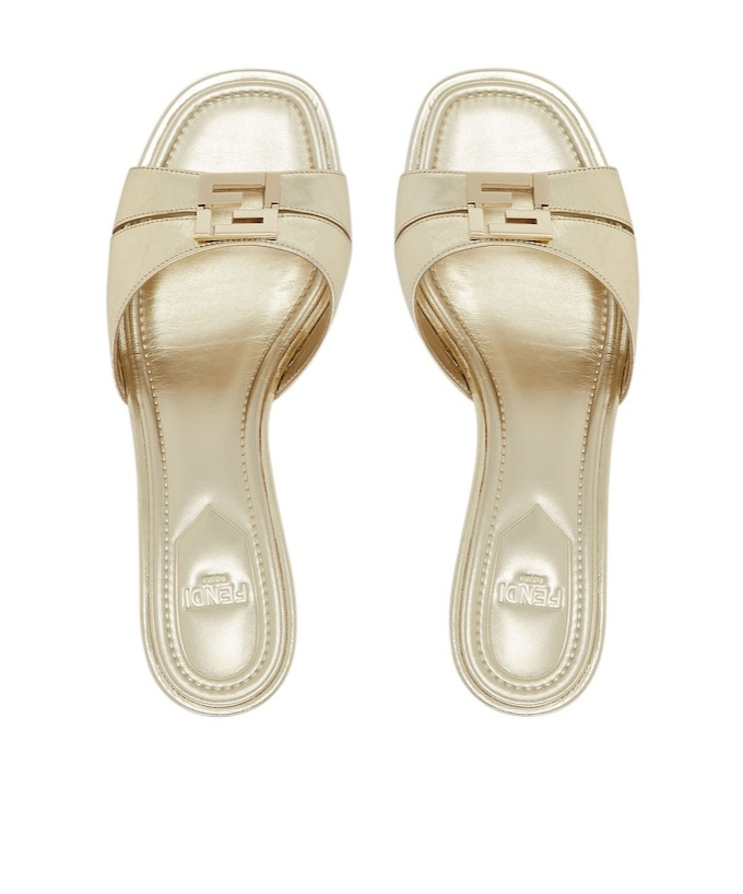 Fendi Square-headed High-heeled Sandals In Nude