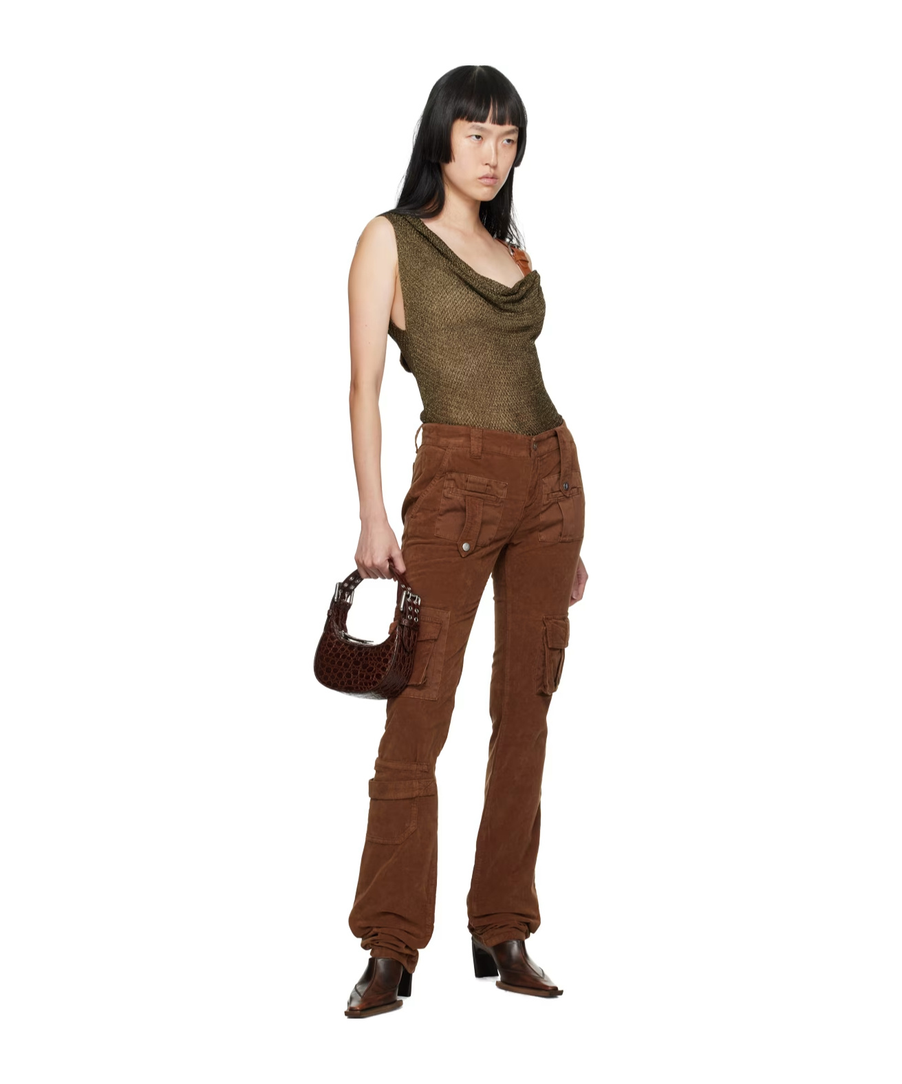 Blumarine Four-pocket Overalls And Casual Pants In Brown
