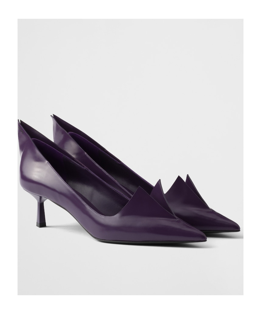 Prada Scarpe Con Tacco In Pelle Viola Donna In Purple
