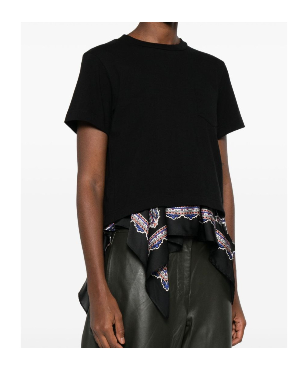 Sacai Pocket-detailed Paisley-print T-shirt In Black