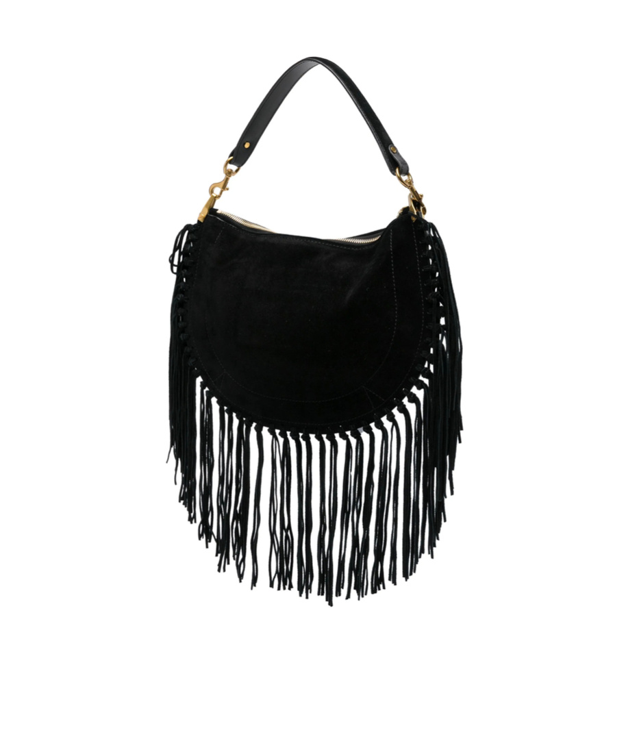 Isabel Marant Soft Fringe Zip Crossbody Bag In Black