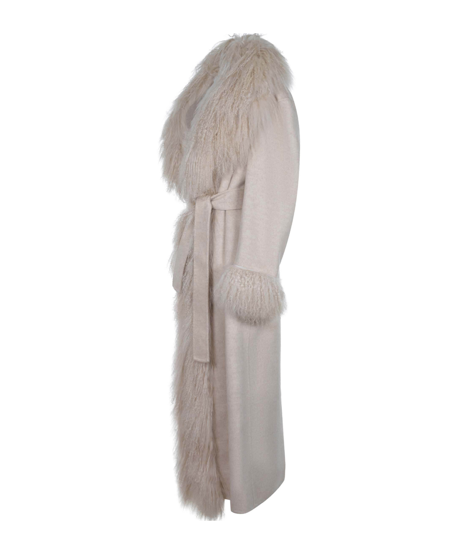 Giuseppe Di Morabito Fur-trimmed Belted Coat In Gray