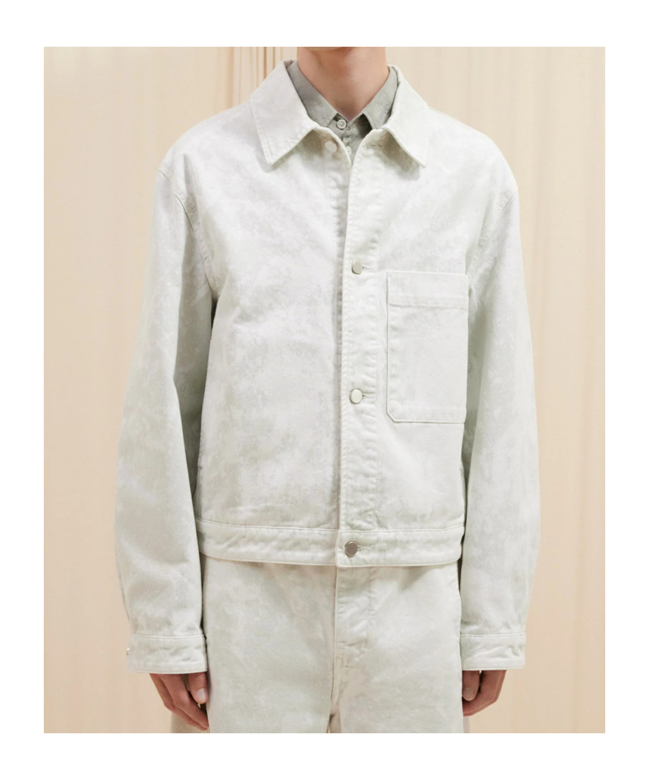 Lemaire Chest Pocket Long-sleeved Denim Coat In White