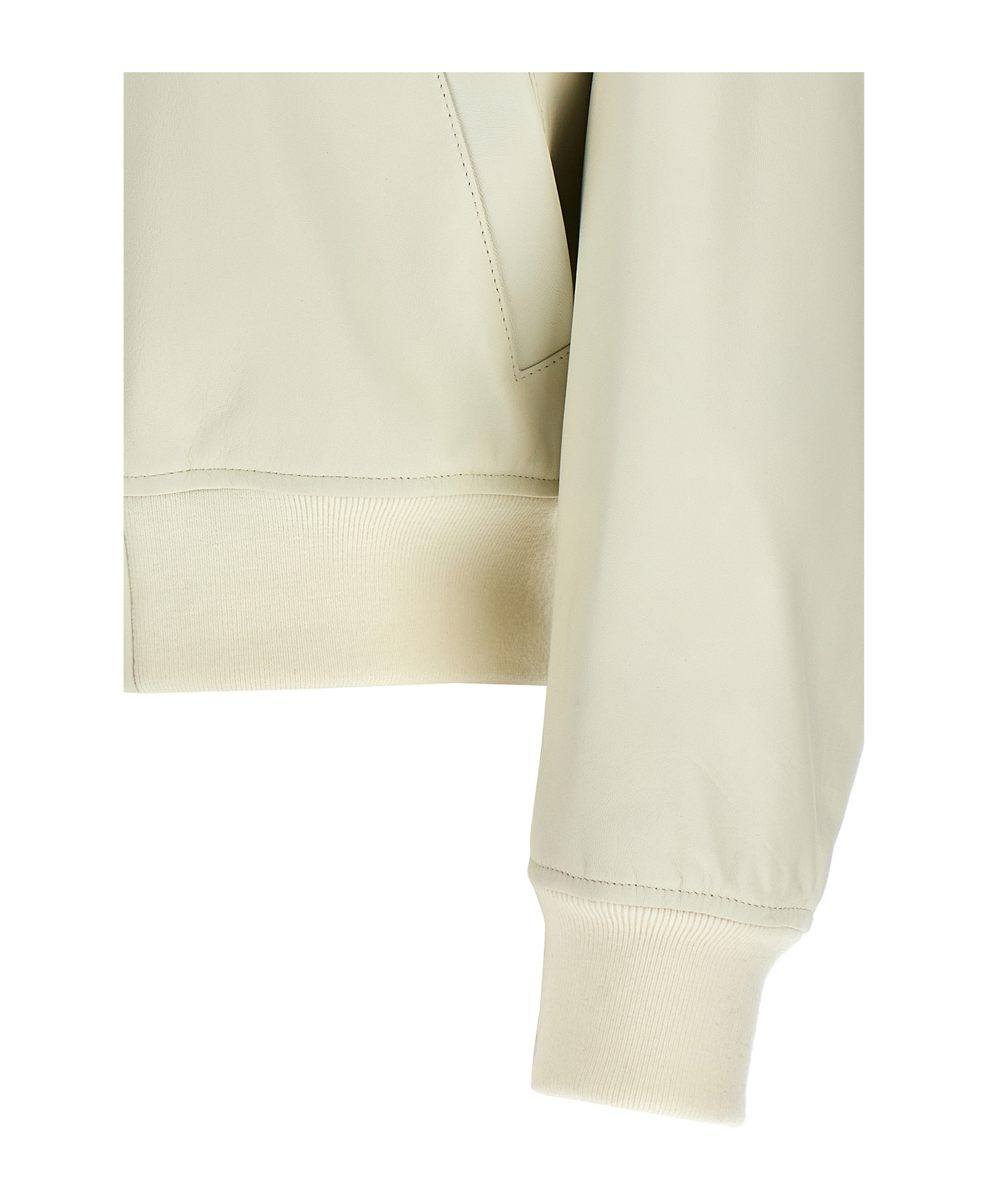 Jil Sander Leather Bomber Jacket Casual Jackets And Parka White In Nude