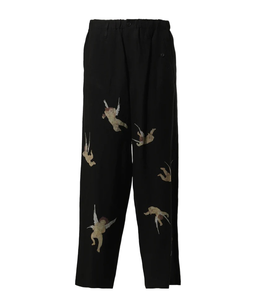 Yohji Yamamoto Printed Casual Pants In Black