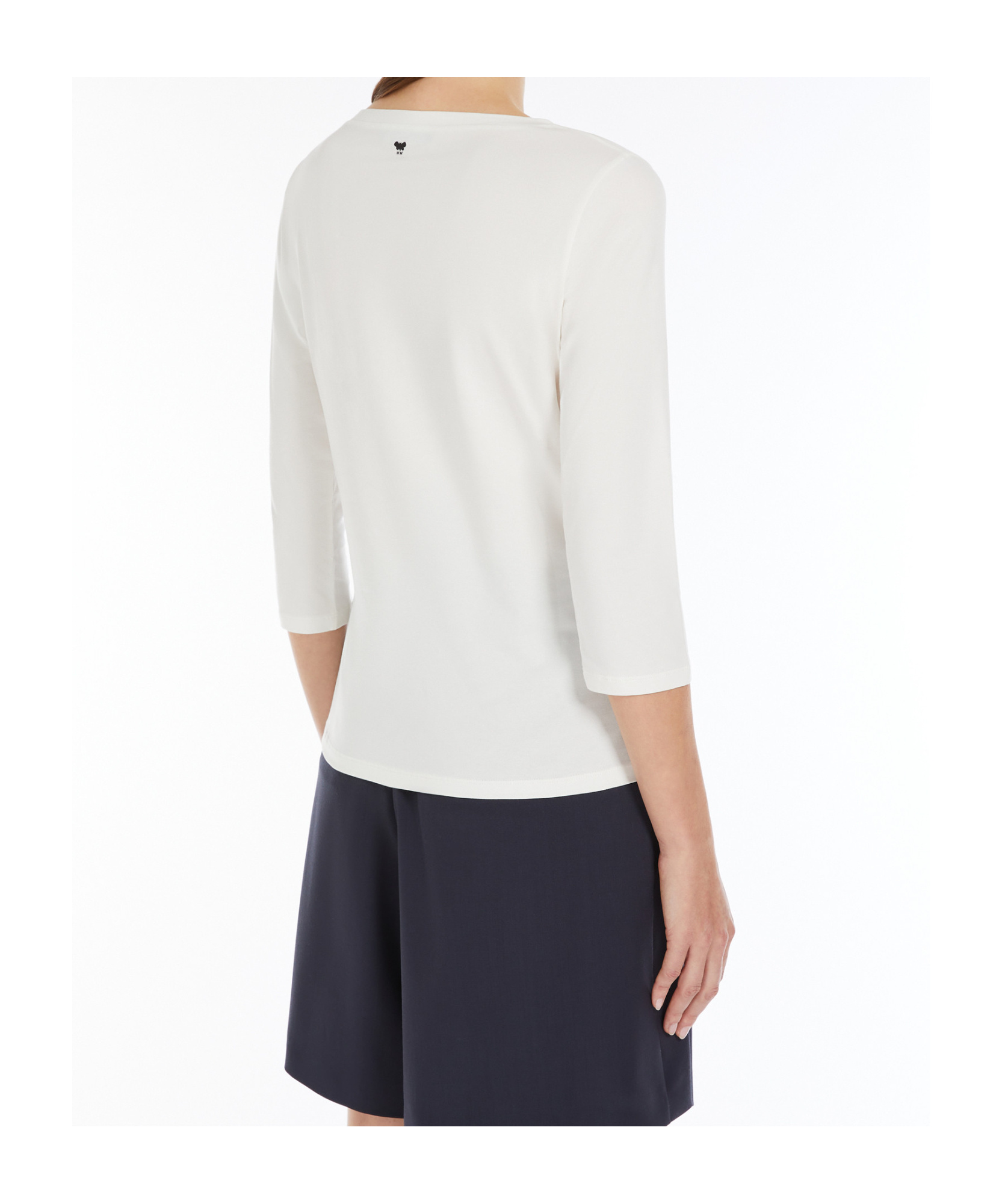 Weekend Max Mara Omens Multia Quarter-sleeve Cotton-jersey T-shirt White In White