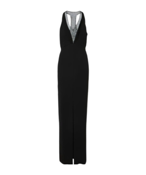 Max Mara Sophisticated Evening Dress With Deep V-neckline And Embellished Back In Black