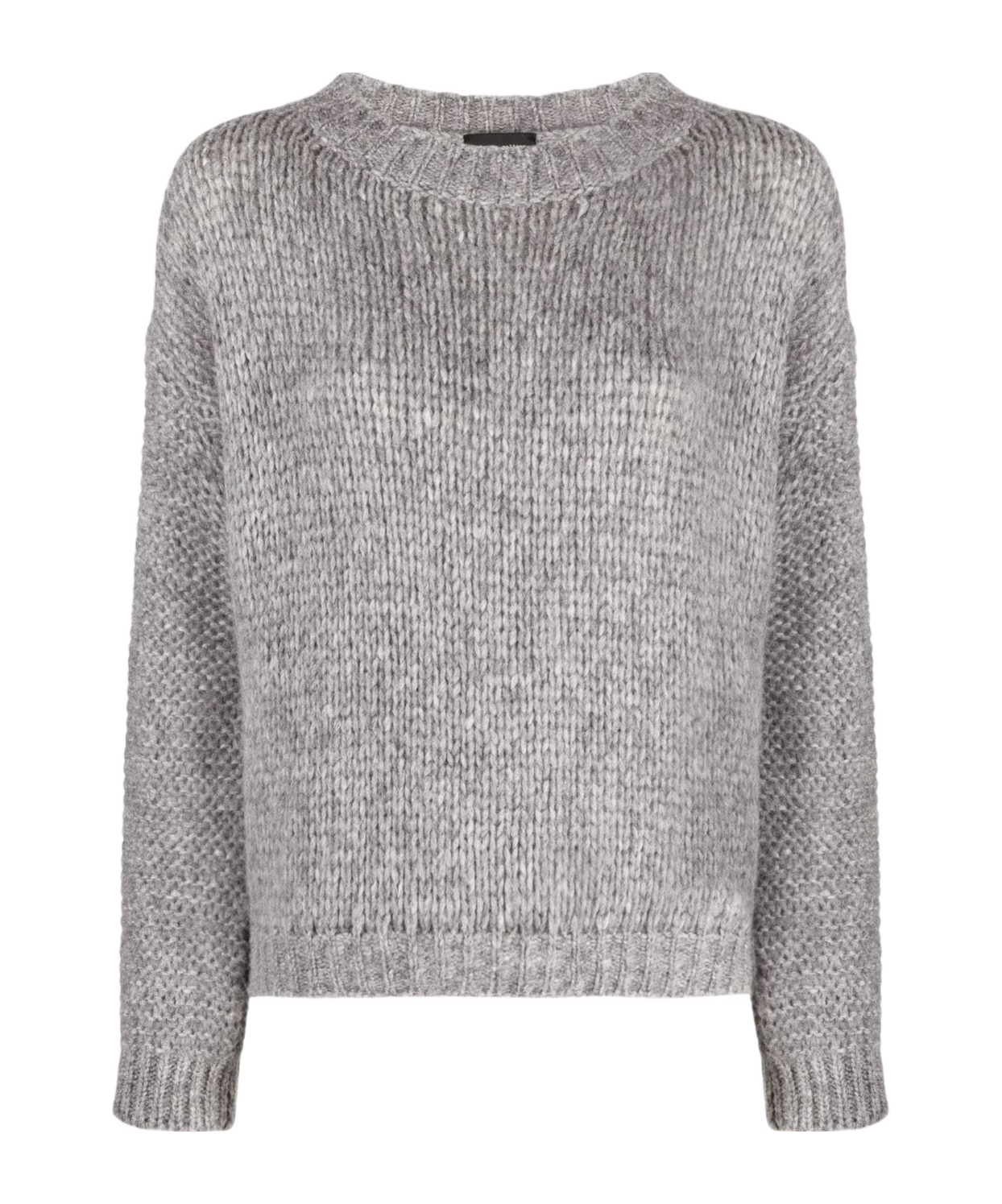 Roberto Collina Soft Knit Crewneck Sweater With Ribbed Finish In Gray