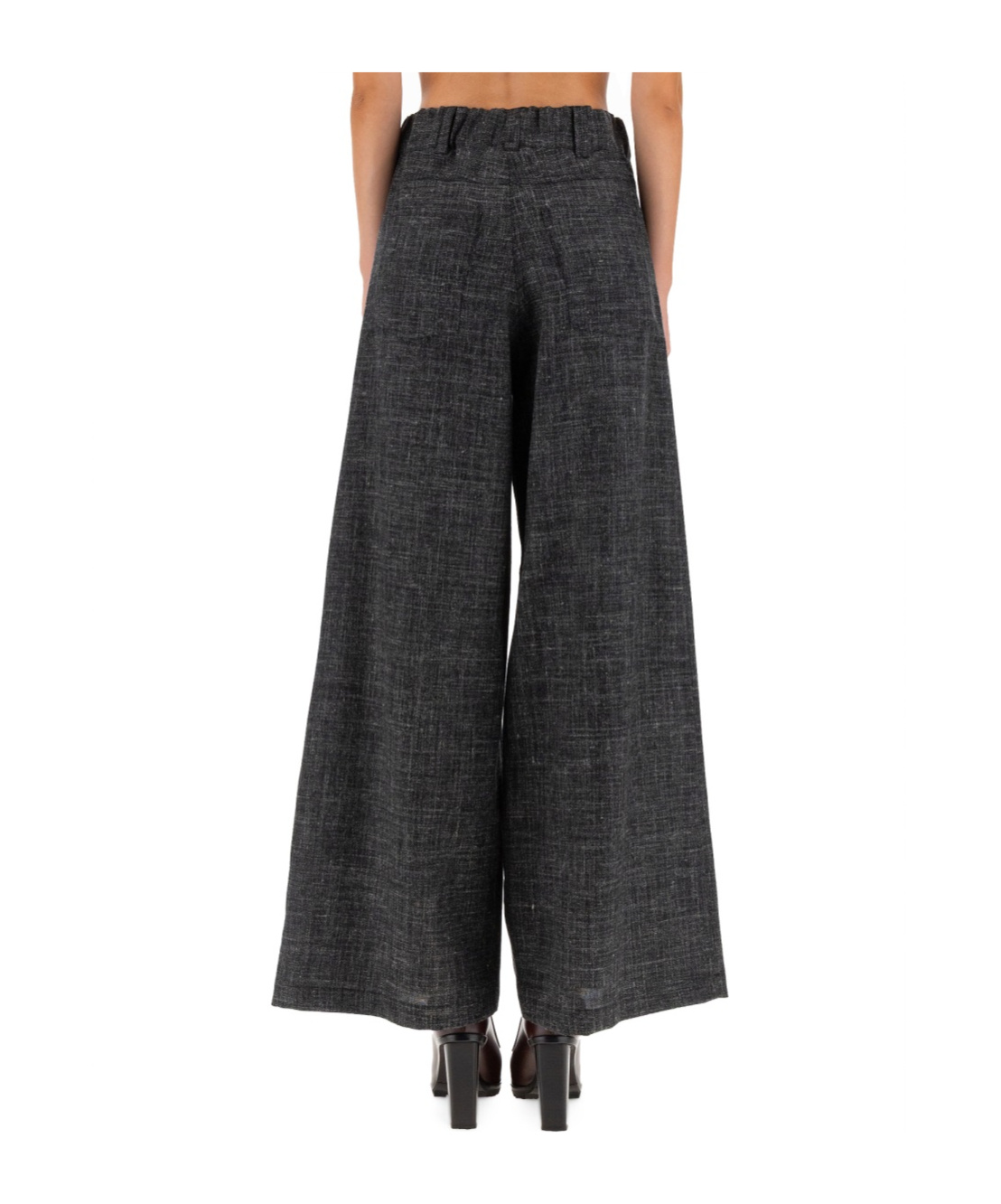 Alysi Tailored Wide-leg Pants With Textured Check Pattern In Black