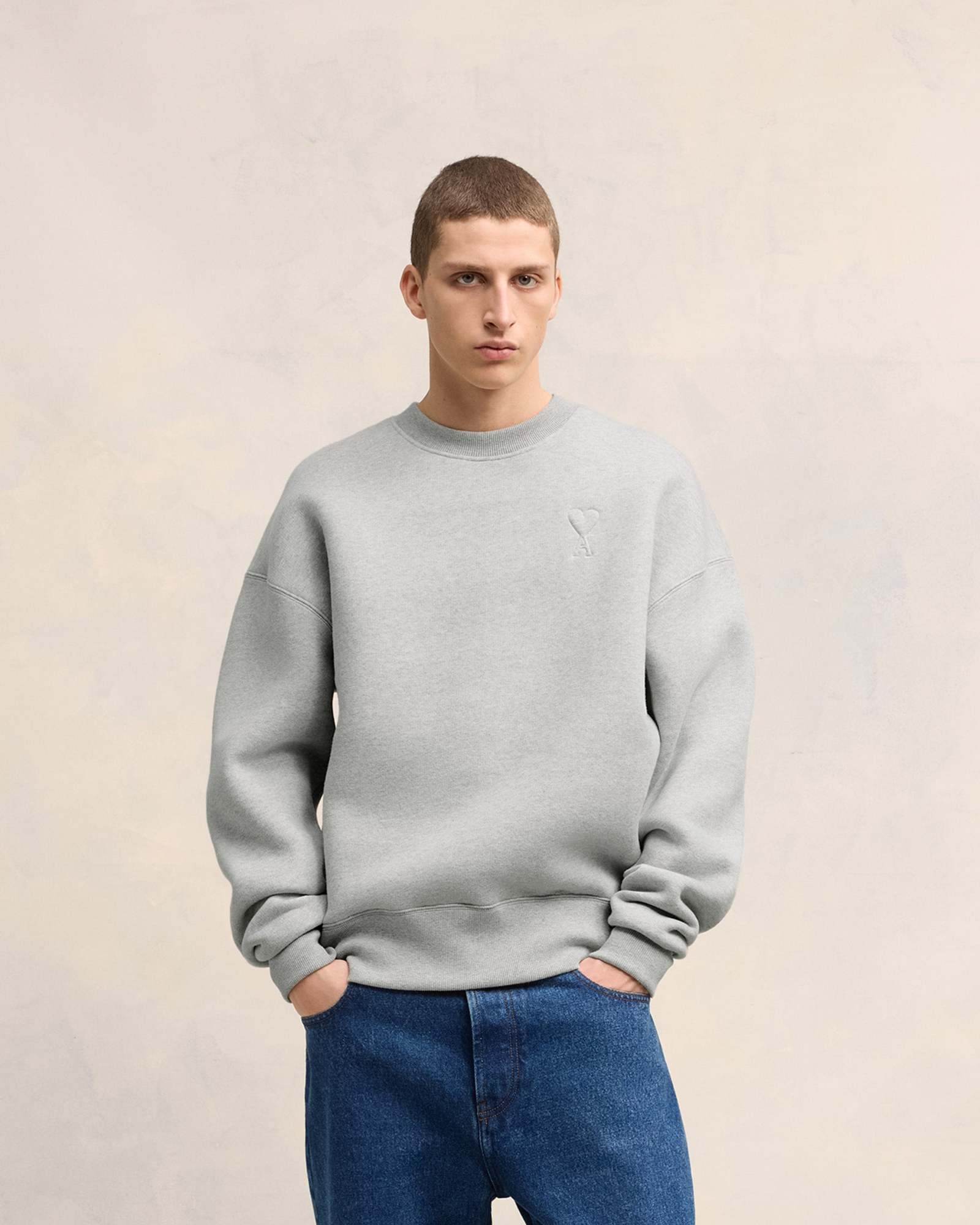 Ami Alexandre Mattiussi Logo Sweater In Gray