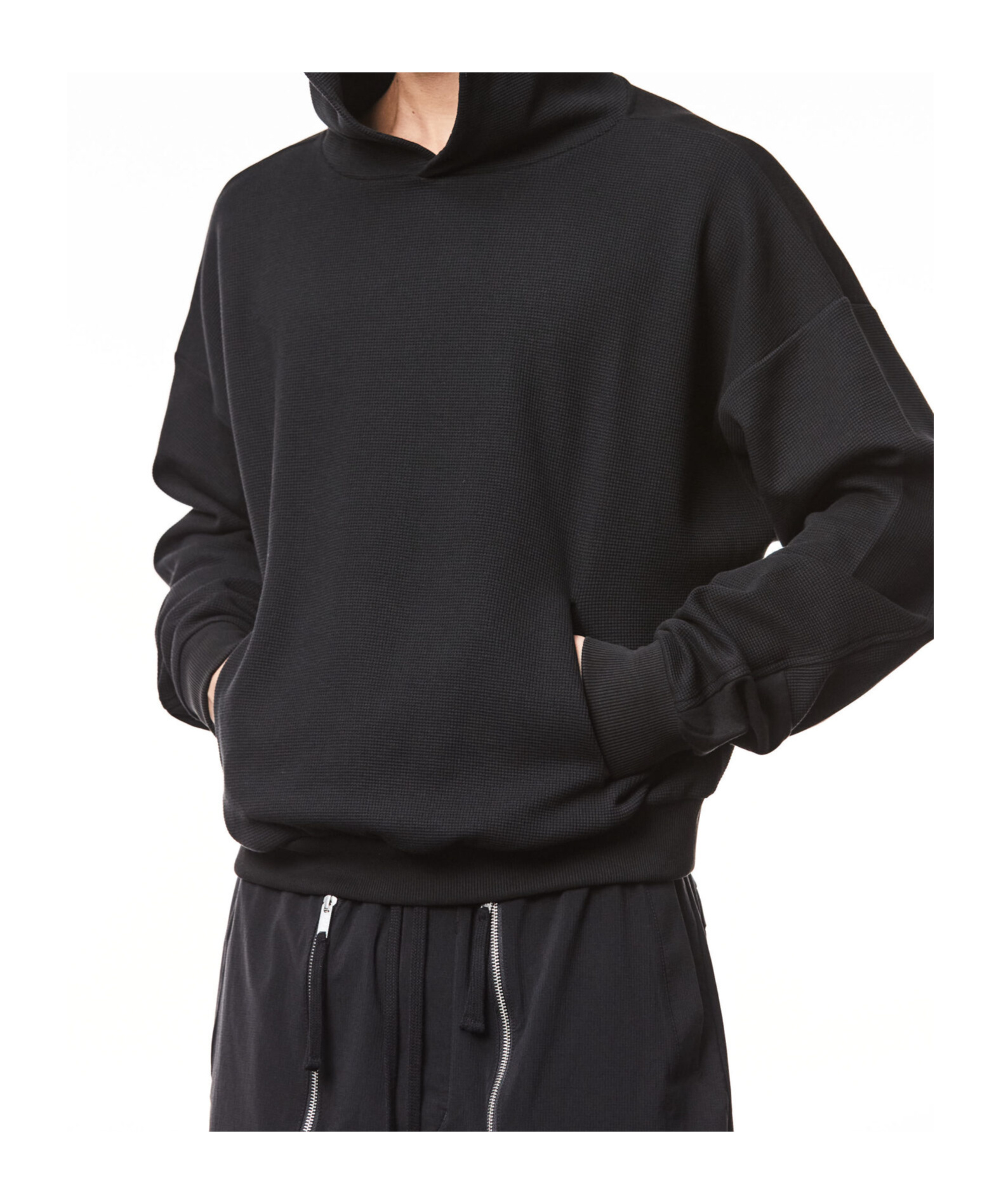 Thom Krom Long-sleeved Hooded Hoodie In Black