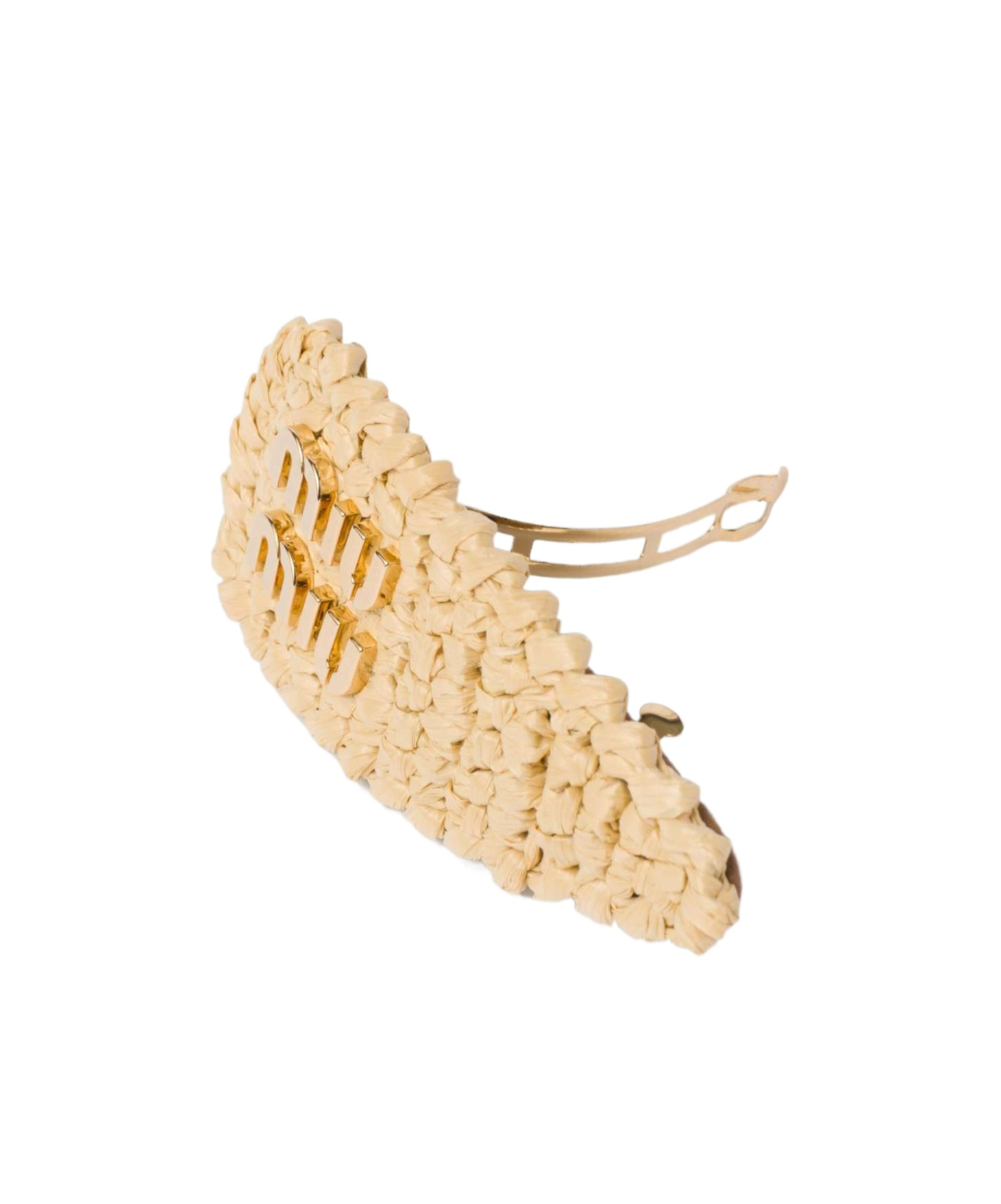 Miu Miu Logo-lettering Woven Hair Clip In Yellow